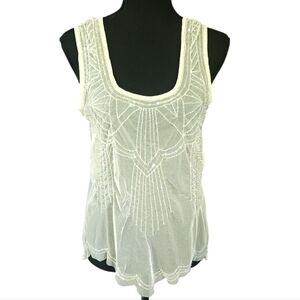 BKE Boutique Sheer Beaded Fairy Tank Top Womens Sz M
